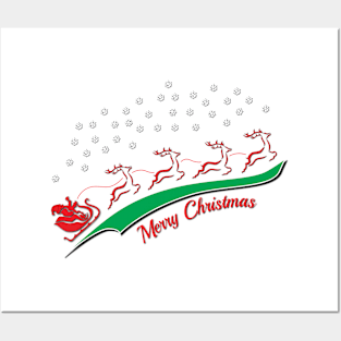 Santa's Sleigh Swoosh Posters and Art